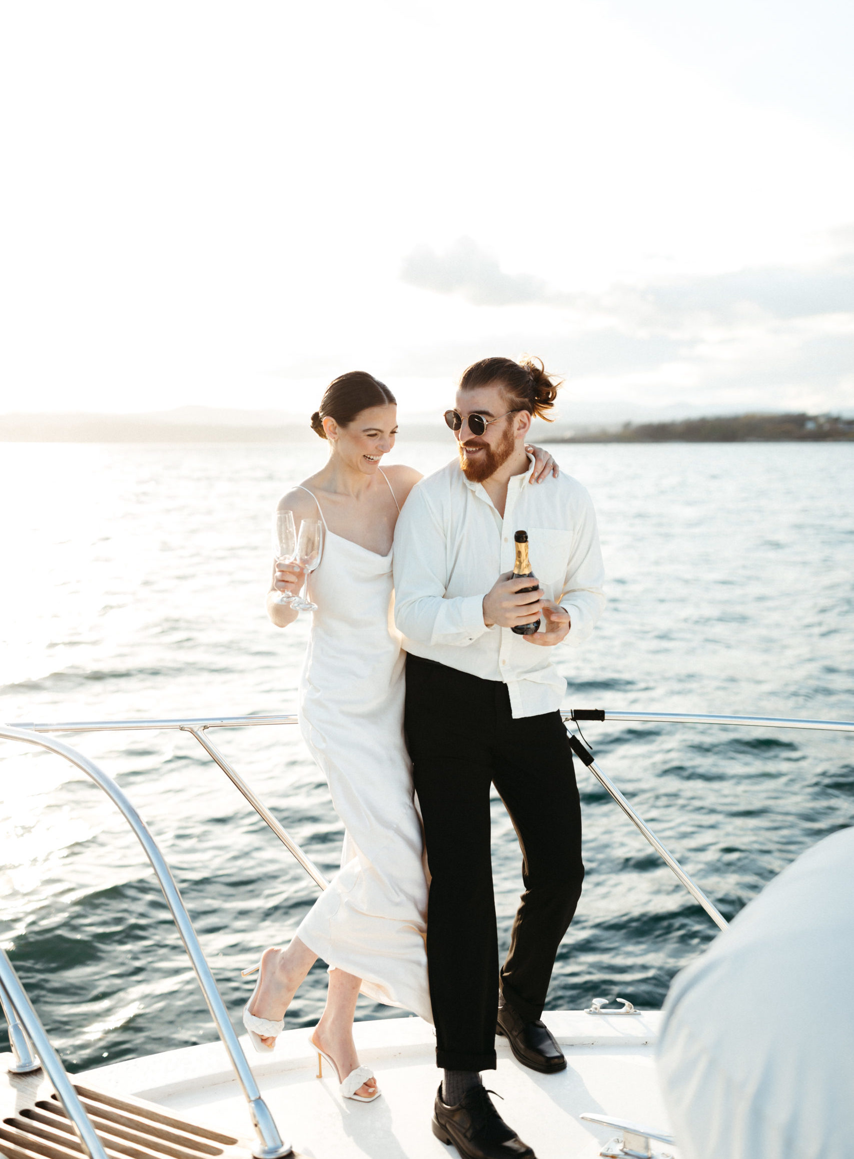 Classy, Elegant, Luxury Yacht Bridal Portraits at Sunset